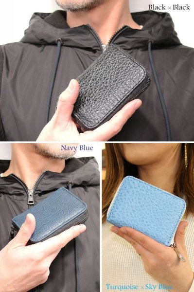 画像15: 宮城県 気仙沼産ヨシキリザメ 吉切鮫 ブルーシャーク 国内唯一エコレザー認定 サメ革 財布 シャークスキン ミニ財布 ミニマリスト コンパクト ラウンドファスナー メンズ レディース 本革 鮫革  大容量 本格派向け拘り財布 気仙沼産シャークスキン  ウォレット  ラウンド ジッパー  財布 ヌメ革 レザーウォレット ロングウォレット バイカー 牛革 紳士 婦人 エコレザー認定 (15)