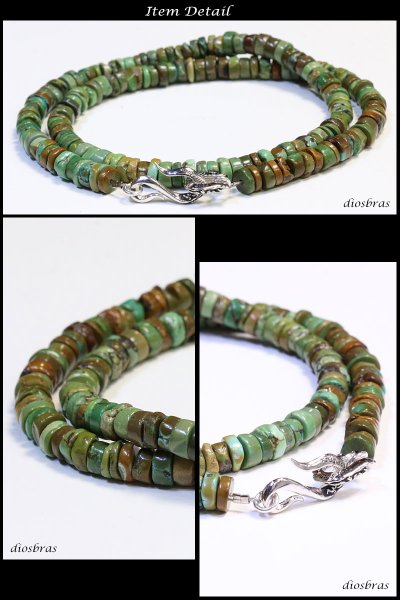 画像3: 【diosbras-ディオブラス】 希少 グリーン ターコイズ 馬蹄 ホースシュー フェザー ネックレス メンズ ネイティブ /羽/ターコイズ/オニキス シルバー925 チェーン メディスンホイール フェザーネックレス (3)