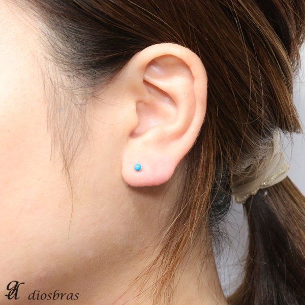 画像3: 【ターコイズ ピアス】 本物シルバー925/ ピアス 片方 トルコ石 ワンポイント インディアンジュエリー ネイティブアメリカン ナバホ パワーストーン/ピアス片耳・片方販売ピアス メンズ レディース 3mm≪メール便なら送料無料≫ (3)