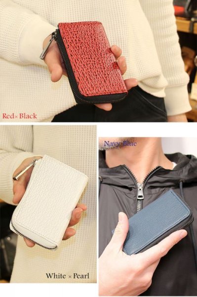 画像17: 宮城県 気仙沼産ヨシキリザメ 吉切鮫 ブルーシャーク 国内唯一エコレザー認定シャークスキン使用 キーケース キーレスホルダー キーレス キーホルダー 鮫 上質サメ革 コンパクトサメ革 キーケース キーレスホルダー キーレス キーホルダー L型ジッパー ミニ財布 カードケース 札入れ シャークスキン 極薄 ショート メンズ レディース 本革 鮫革 大容量 本格派向け拘り 気仙沼産シャークスキン 牛革 紳士 婦人 エコレザー認定 (17)