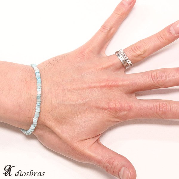 画像2: ラリマー ブレスレット 4mm 馬蹄 ホースシュー フェザー ブレスレット ブレス メンズ ネイティブ /羽/オニキス シルバー925 チェーン メディスンホイール フェザー 3.5mm〜4mm 【diosbras-ディオブラス】【全国送料無料】 (2)