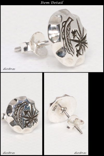 画像2: メンズピアス シルバーアクセサリー シルバーピアス バラ売り 片耳のみ 太陽神 シルバー925 サンマーク フェザー イーグル 羽根 ネイティブアメリカン インディアン (2)