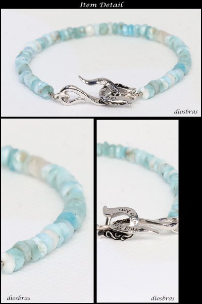 画像3: ラリマー ブレスレット 4mm 馬蹄 ホースシュー フェザー ブレスレット ブレス メンズ ネイティブ /羽/オニキス シルバー925 チェーン メディスンホイール フェザー 3.5mm〜4mm 【diosbras-ディオブラス】【全国送料無料】 (3)