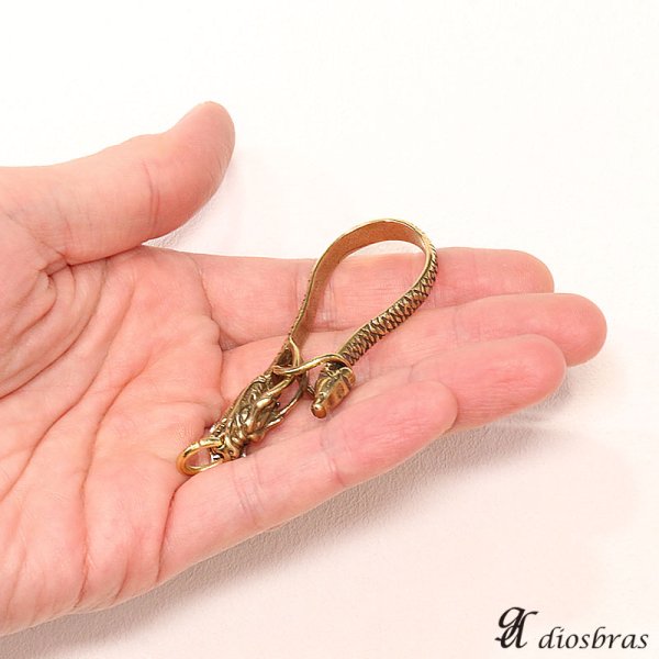 画像3: キーホルダー キーフック　ドラゴン　龍　竜　カラビナ　　キーチェーン　ゴールド　真鍮　ＢＲＡＳＳ　ブラス　釣り針フック ウォレット　財布　バイカー　ライダース　ウォレットチェーン【diosbras-ディオブラス-】【メール便送料無料】 (3)