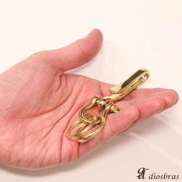 画像3: Mサイズ　キーホルダー キーフック　馬蹄　カラビナ　ホースシュー　キーチェーン　ゴールド　真鍮　ＢＲＡＳＳ　ブラス　釣り針フック ウォレット　財布　バイカー　ライダース　ウォレットチェーン【diosbras-ディオブラス-】【メール便送料無料】 (3)