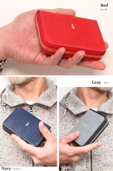 画像15: 財布 ラウンドファスナー メンズ レディース 本革 スティングレー エイ革 大人気 ラウンドファスナー ウォレット ガルーシャ ラウンド ジッパー ZIPPER 財布 ヌメ革 レザーウォレット ロングウォレット バイカー ミニ財布 牛革 紳士 婦人 サイフ スティングレイ LUCE-ルース- (15)