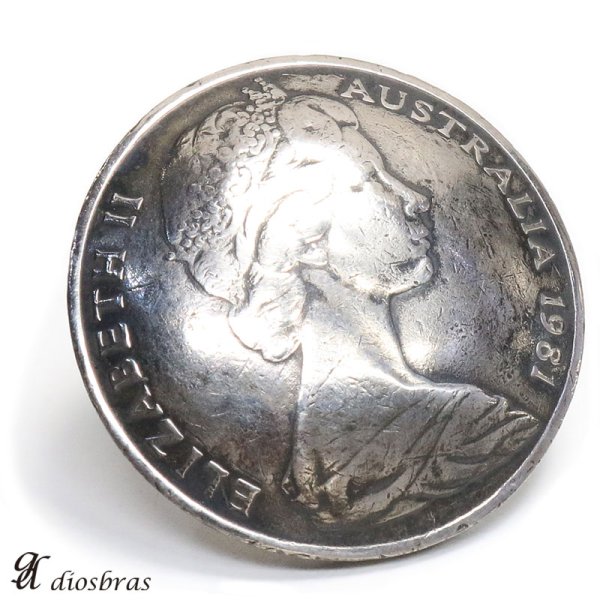 画像1: コイン 1981年　オーストラリアコイン　エリザベス2世　QUEEN ELIZABETH THE SECONDコインコンチョ ネイティブ　コイン　インディアン　シルバー９２５　コンチョ　財布　ウォレット　メンズ　（ネジ式）【メール便なら送料無料！！】 (1)