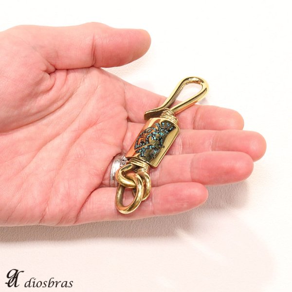 画像3: ココペリ キーホルダー キーフック　キーチェーン シルバー　ターコイズ　ゴールド　真鍮　ＢＲＡＳＳ　ブラス　釣り針フック ウォレット インレイ　財布　バイカー　ライダース　ウォレットチェーン【diosbras-ディオブラス-】【メール便送料無料】 (3)