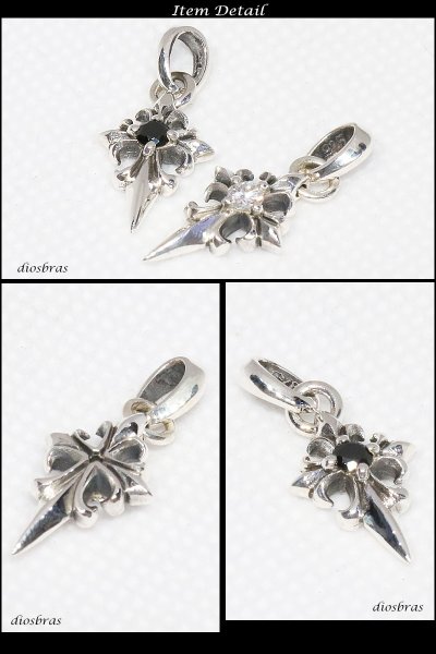 画像2: 【クロス ペンダント トップ 】 ブラック ジルコニア ホワイトジルコニア ゴシック シルバー925ペンダント/ペンダント トップ シルバー 925/ネックレス/ ネックレス メンズ レディース (2)