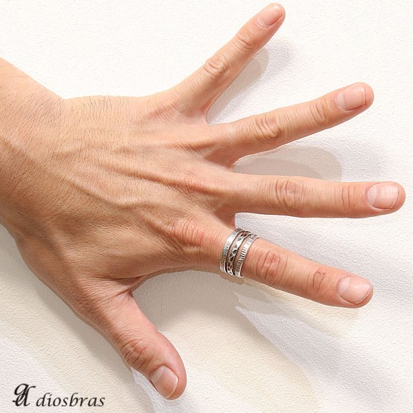 画像4: 【リング】【シルバー925】３連リング たたき　シンプル　指輪 リング / /シルバー/プレーン/　フリーサイズ　リング  シルバーアクセサリー メンズ シルバーリング 指輪 シルバー925 メンズアクセサリー (4)