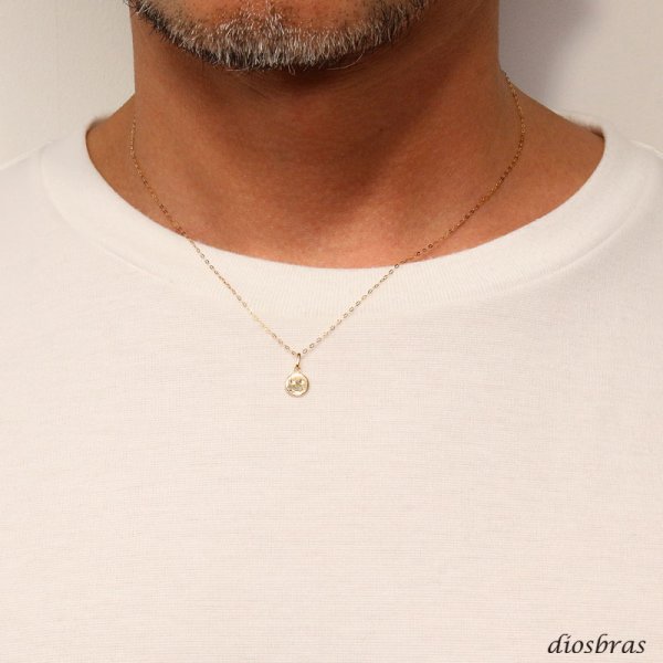 画像2: スマイル ニコチャン ペンダント k18 ネックレス シンプル ゴールド ペンダント 18k メンズ レディース ペンダント 18金 チャーム  ペンダント スマイリー アズキチェーン 長あずきチェーン/ペンダント トップ 小豆チェーン/ネックレス (2)