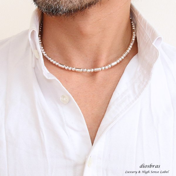 画像2: ビーズ シルバー925 チェーン パイプビーズ 丸ビーズ フック付き ネックレス メンズ 馬蹄 ホースシュー シルバー925 アラベスク フック チェーン メディスンホイール ネックレス あずきチェーン フェザー カスタムチェーン ボールチェーン (2)