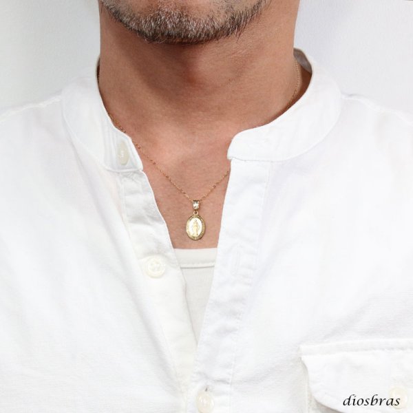 画像6: 日本製 マリア メダイ マリア様 コイン ペンダント k18 シンプル ゴールド ペンダント 18k メンズ レディース クロスペンダント 18金 チャーム クロス ペンダント コイン アズキチェーン 金貨 長あずきチェーン/ペンダント トップ 小豆チェーン/ネックレス (6)