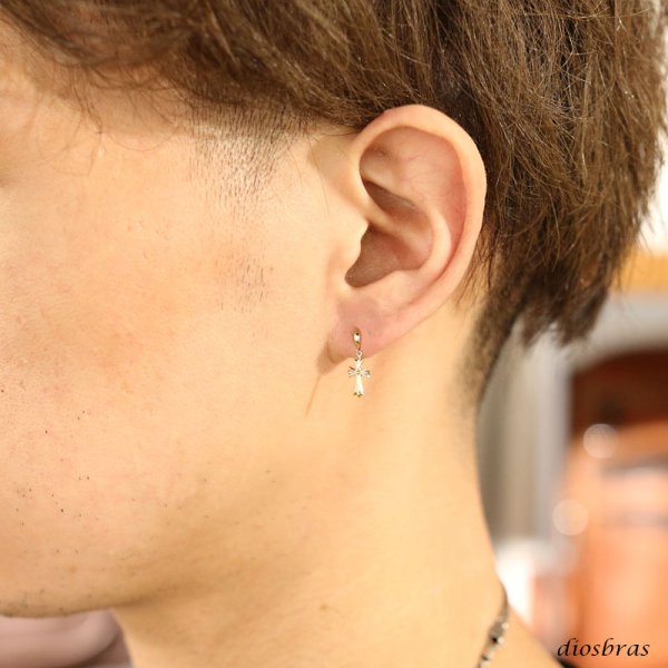 画像4: 18K 18金 ピアス ドロップピアス クロス k18 シンプル ゴールド ピアス 18k メンズ レディース クロスピアス 18金 チャーム クロス リリー 百合 クロス 十字架 メンズ レディース (4)