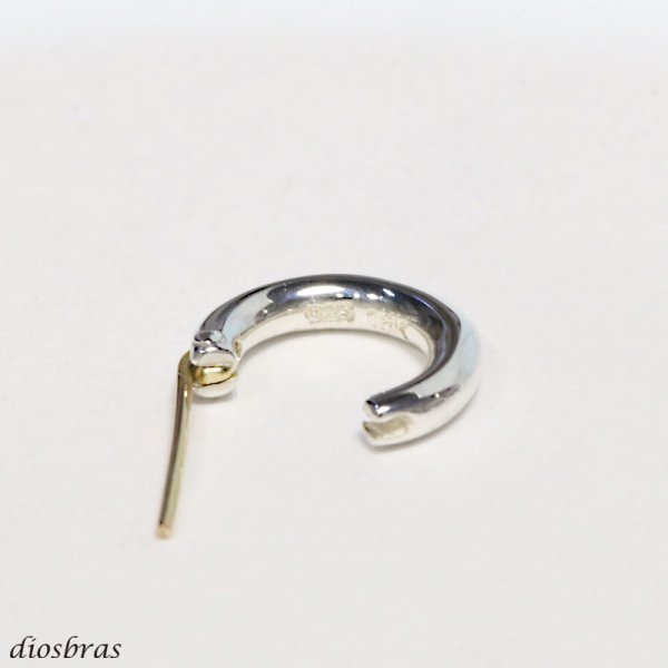 画像4: フープピアスシルバー925 18Kポスト 18金 リング ピアス メンズ レディース 激安ピアス イヤリング アクセサリー【フープ】本物シルバー925◇片方ピアス メンズ レディース 鏡面 ミラー 10mm (4)