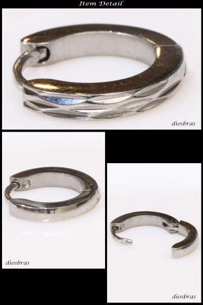 画像2: ステンレス フープピアス シルバー 金属アレルギー対応 メタル素材 シンプル 小さめ フープ ループ リング 輪っか ピアス アクセサリー メンズ レディース 中折れ式 13mm 光沢 カッティング エッジ ポリッシング (大)【メール便なら送料無料】 (2)