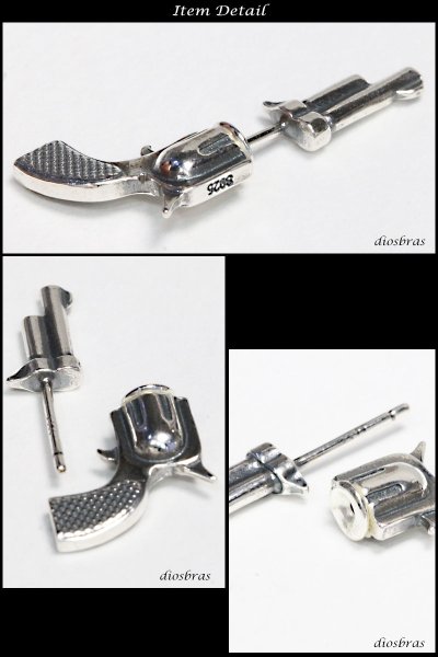 画像2: ピアス 拳銃 ピストル ガン ピアス ミニチュア ピアス  シルバーアクセサリー シルバーピアス シルバー925 ピアス  片方 /ピアス片耳・片方販売ピアス メンズ レディース (2)