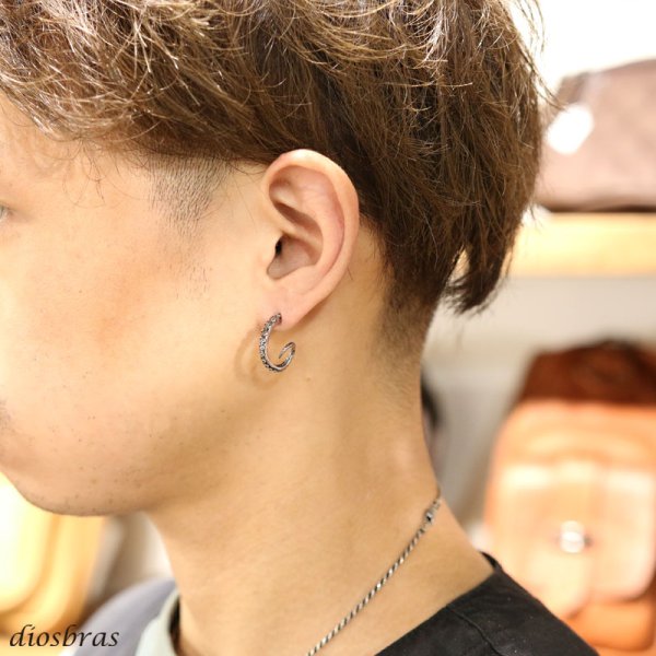 画像3: ステンレス タコ足 オクトパス 蛸足 たこ足 リング フープ ピアス  シルバー 金属アレルギー対応 メタル素材  リング  ピアス アクセサリー  メンズ  レディース  片耳 1個売り (3)