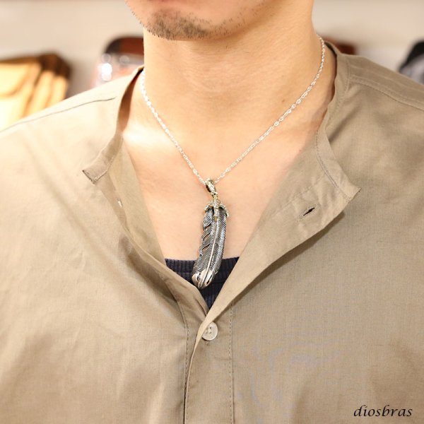 画像5: シルバー925【フェザー トップ】イーグル クロウ 爪 フェザーネックレス ハンドメイドネックレス/インディアンジュエリー・ネイティブ/シルバー925ペンダント/フェザー イーグル  パーツ メンズ レディース ゴールド 真鍮 (5)