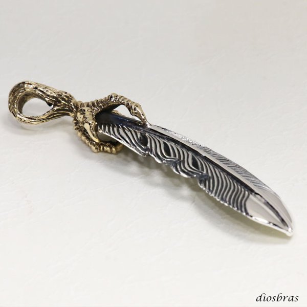 画像4: シルバー925【フェザー トップ】イーグル クロウ 爪 フェザーネックレス ハンドメイドネックレス/インディアンジュエリー・ネイティブ/シルバー925ペンダント/フェザー イーグル  パーツ メンズ レディース ゴールド 真鍮 (4)