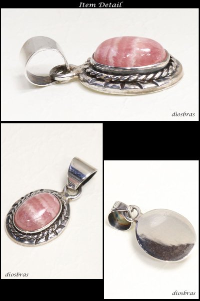 画像2: インカローズ ペンダント オーバル ペンダント トップ ロードクロサイト アラベスク  パワーストーン シルバー925/ ネックレス メンズ レディース (2)