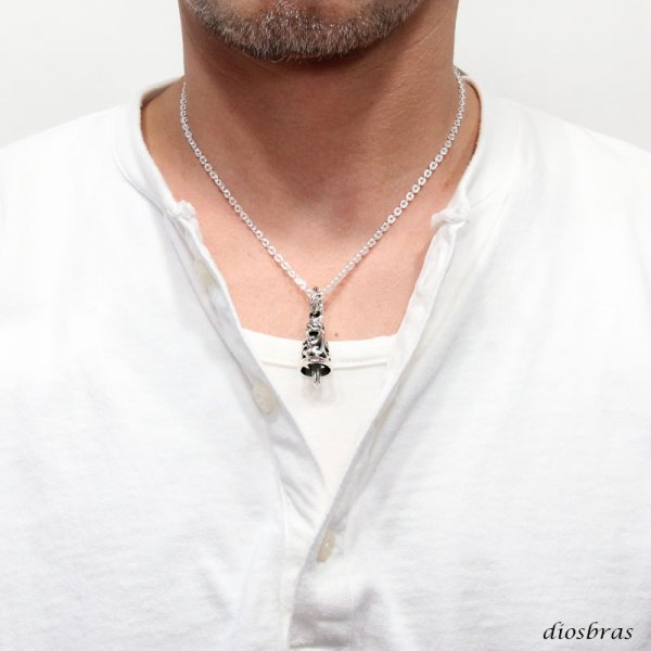 画像3: アラベスク シルバー925 鈴 クレーン ベル バイカーベル ペンダント クロス 十字架 ガーディアンベル ゴシック  [ メンズ | シルバーネックレス | シルバーアクセ | ペンダントトップ | ハード クロス (3)