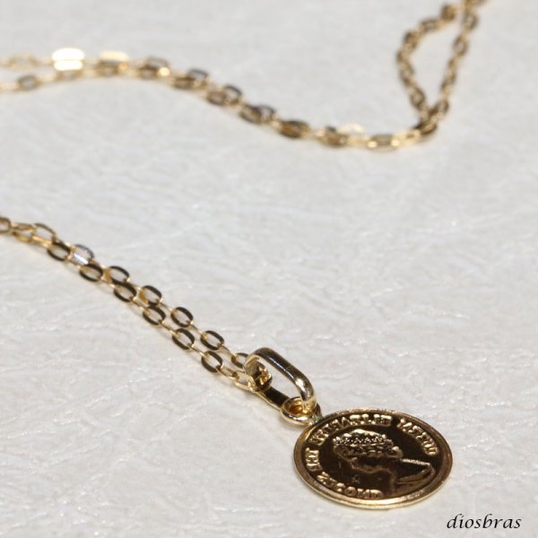 画像10: コイン ペンダント k18 8mm クイーンエリザベスコイン シンプル ゴールド 18k メンズ レディース クロスペンダント 18金 チャーム クロス ペンダント コイン アズキチェーン 金貨 長あずきチェーン/ペンダント トップ 小豆チェーン/ネックレス/  SS (10)