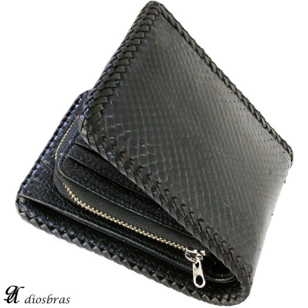 画像5: メンズ二つ折り レザーウォレット 本革 ダイヤモンド ブラック パイソン 蛇革 ヘビ シンプルウォレット 大容量 メンズ短財布 レザーウォレット 革財布 皮財布 ショートウォレット 本物 ウォレット 紳士財布 プレゼント 二つ折り財布 メンズ レディース 財布 ウォレット 開運 (5)