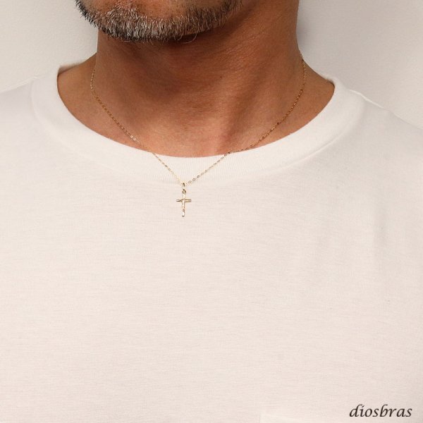 画像2: クロス  キリスト クリスチャン マリア ペンダント k18 シンプル ゴールド ペンダント 18k メンズ レディース クロスペンダント 18金 チャーム クロス ペンダント クロス 十字架 小豆チェーン 長あずき チェーン ペンダント トップ アズキチェーン ネックレス (2)
