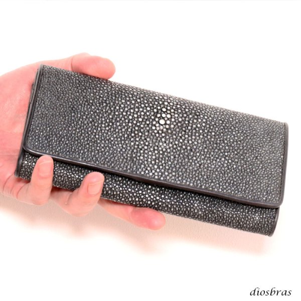 画像2: 財布 スティングレイ ガルーシャ 二つ折り長 財布 スティングレー エイ革 ラウンドファスナー メンズ レディース 本革 エイ革 大人気 ウォレット ガルーシャ ラウンド ジッパー ZIPPER ヌメ革 レザーウォレット ロングウォレット バイカー 長財布 牛革 紳士 婦人VIINA-ビーナ- (2)