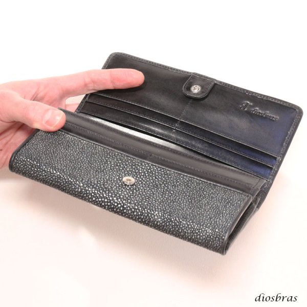 画像3: 財布 スティングレイ ガルーシャ 二つ折り長 財布 スティングレー エイ革 ラウンドファスナー メンズ レディース 本革 エイ革 大人気 ウォレット ガルーシャ ラウンド ジッパー ZIPPER ヌメ革 レザーウォレット ロングウォレット バイカー 長財布 牛革 紳士 婦人VIINA-ビーナ- (3)