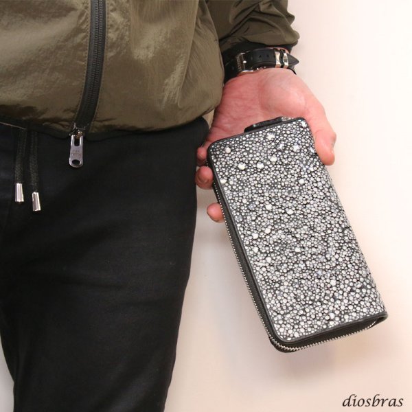 画像5: 財布 ラウンドファスナー スティングレイ メンズ レディース 本革 スティングレー スター エイ革 梅花皮 かいらぎ イバラエイ ウォレット ガルーシャ ラウンド ジッパー スタースティングレー レザーウォレット ロングウォレット バイカー 長財布 牛革 ハンドメイド (5)