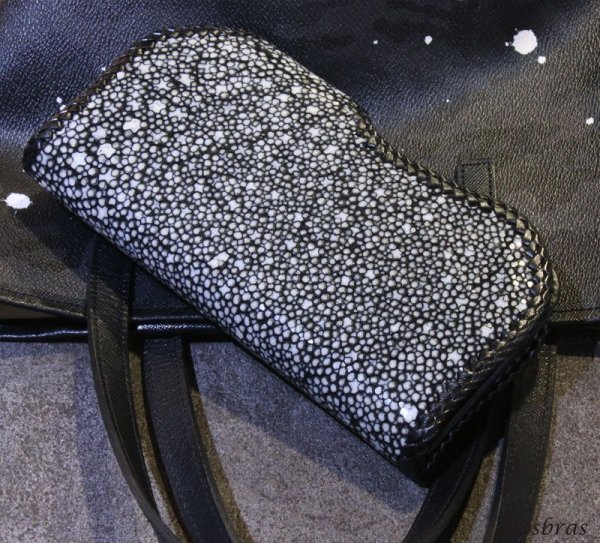 画像6: メンズ長財布 バイカーズウォレット イバラエイ レザーウォレット 本革 カットスティングレー スター エイ革 長財布 バイカーズウォレット レザーウォレット シルバー925コンチョ 革財布 皮財布 ロングウォレット 天然皮革 梅花皮 かいらぎ メンズ 長財布 ガルーシャ (6)