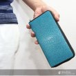 画像6: 財布 ラウンドファスナー メンズ レディース 本革 スティングレイ スティングレー エイ革  大容量 ラウンドファスナー ウォレット ガルーシャ ラウンド ジッパー 財布 レザーウォレット ロングウォレット バイカー 長財布 牛革 紳士 婦人 ブルー エメラルドグリーン (6)