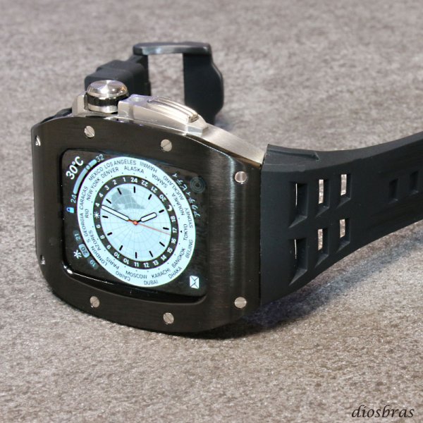 画像3: apple watch アップルウォッチ ステンレス ケース  バンド ラバー 高級ベルト ケースバンド メンズ ベルト ステンレス 44mm 一体型 おしゃれ クロコダイル　腕時計　レザーストラップ (3)