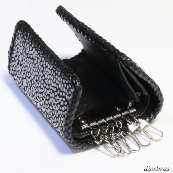 画像7: キーケース 6連 ガルーシャ スティングレイ メンズ レディース 本革 スティングレー スター エイ革 梅花皮 かいらぎ イバラエイ  スタースティングレー バイカー 牛革 ハンドメイド 三つ折り財布 財布 レザーウォレット ウォレット バイカー ハーフウォレット (7)