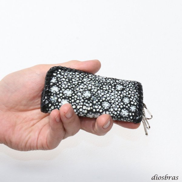 画像6: キーケース 4連 ガルーシャ スティングレイ メンズ レディース 本革 スティングレー スター エイ革 梅花皮 かいらぎ イバラエイ ガルーシャ   スタースティングレー バイカー 牛革 ハンドメイド コンチョ (6)