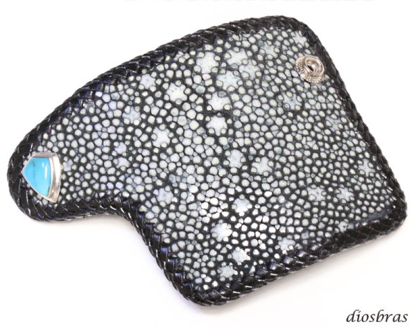 画像3: キーケース 4連 ガルーシャ スティングレイ メンズ レディース 本革 スティングレー スター エイ革 梅花皮 かいらぎ イバラエイ ガルーシャ   スタースティングレー バイカー 牛革 ハンドメイド コンチョ (3)