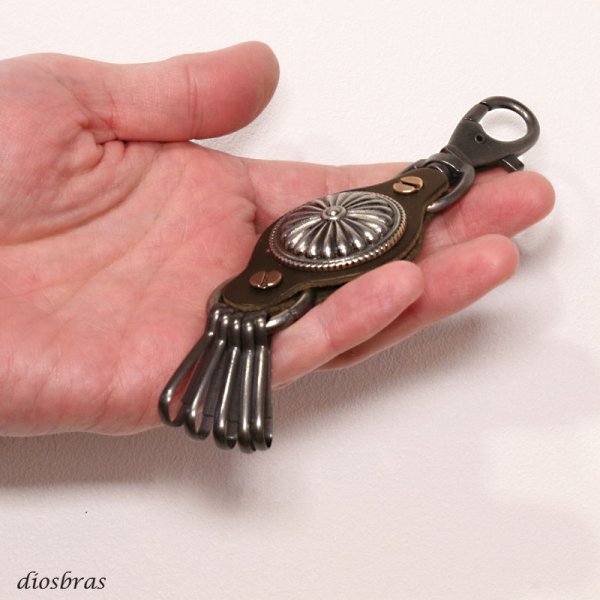 画像3: キーホルダー キーフック キーチェーン シルバー カラビナ レザー ナバホ インディアンジュエリー ネイティブアメリカン 革 レザー編み込み 亜鉛合金製 アンティークシルバー 釣り針フック ウォレット 財布 バイカー ライダース 【メール便送料無料】 (3)