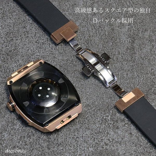 画像9: apple watch アップルウォッチ ステンレス ケース  バンド ラバー 高級ベルト ケースバンド メンズ ベルト ステンレス 45mm 一体型 おしゃれ 腕時計 レザーストラップ (9)