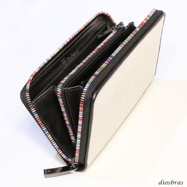 画像14: 財布 スティングレイ ガルーシャ 財布 スティングレー エイ革 ラウンドファスナー メンズ レディース 本革 エイ革 大人気 ウォレット ガルーシャ ラウンド ジッパー ZIPPER ヌメ革 レザーウォレット ロングウォレット バイカー 長財布 牛革 紳士 婦人 スノー ホワイト (14)