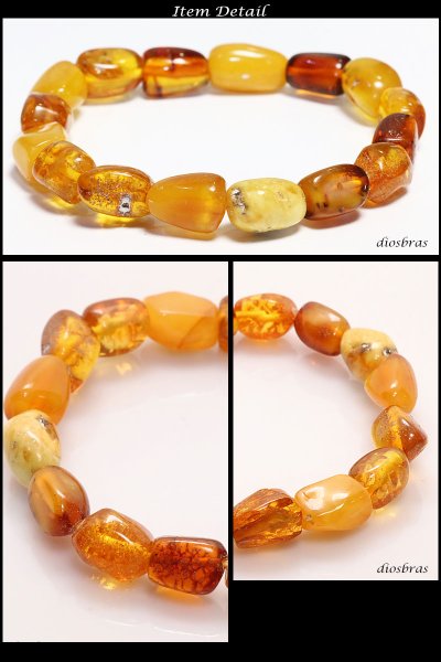 画像2: 一点物 アンバー 琥珀 超希少平玉  ナチュラル スターシェイプカット カット ブレスレット 数珠  パワーストーン  お数珠  念珠  天然石ブレス   風水グッズ   開運アイテム  お守り (2)