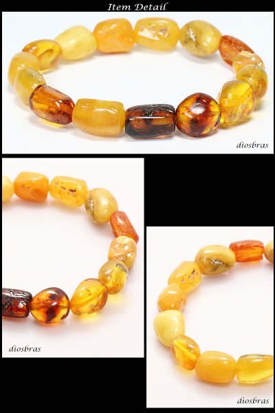 画像3: 一点物 アンバー 琥珀 超希少平玉  ナチュラル スターシェイプカット カット ブレスレット 数珠  パワーストーン  お数珠  念珠  天然石ブレス   風水グッズ   開運アイテム  お守り (3)