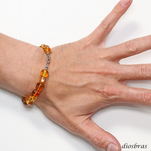 画像4: 一点物 アンバー 琥珀 超希少平玉  ナチュラル スターシェイプカット カット ブレスレット 数珠  パワーストーン  お数珠  念珠  天然石ブレス   風水グッズ   開運アイテム  お守り (4)