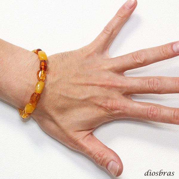 画像2: 一点物 アンバー 琥珀 超希少平玉  ナチュラル スターシェイプカット カット ブレスレット 数珠  パワーストーン  お数珠  念珠  天然石ブレス   風水グッズ   開運アイテム  お守り (2)