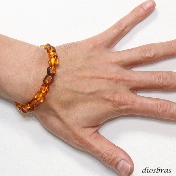 画像2: 一点物 アンバー 琥珀 超希少平玉  ナチュラル スターシェイプカット カット ブレスレット 数珠  パワーストーン  お数珠  念珠  天然石ブレス   風水グッズ   開運アイテム  お守り (2)