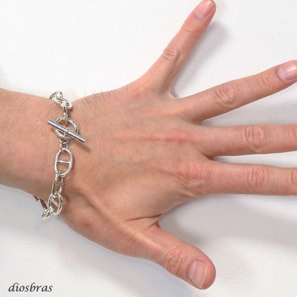 画像4: チェーン ブレスレット メンズ レディース ユニセックス シルバー925 アンカー マリン シルバーバングル Tバー チェーン プレーン ブレスレット ハンドメイド プレート マリーン アンカー (4)