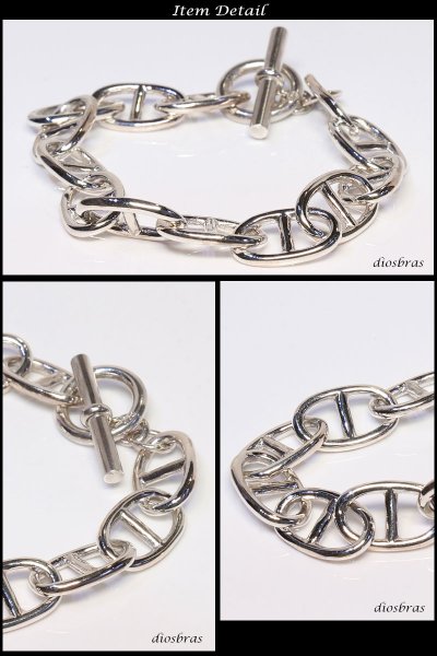 画像3: チェーン ブレスレット メンズ レディース ユニセックス シルバー925 アンカー マリン シルバーバングル Tバー チェーン プレーン ブレスレット ハンドメイド プレート マリーン アンカー (3)