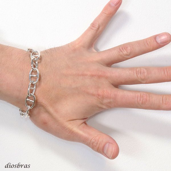 画像2: チェーン ブレスレット メンズ レディース ユニセックス シルバー925 アンカー マリン シルバーバングル Tバー チェーン プレーン ブレスレット ハンドメイド プレート マリーン アンカー (2)