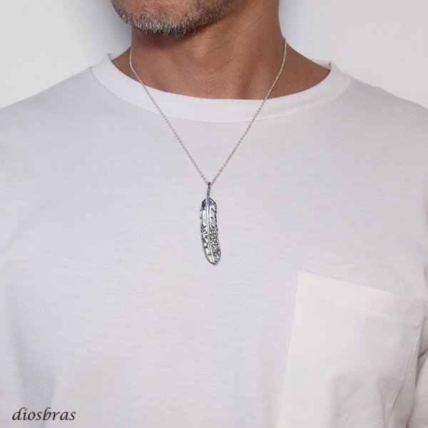 画像3: シルバー925素材【フェザー トップ】フェザーネックレス ハンドメイドネックレス インディアンジュエリー ネイティブ シルバー925ペンダント フェザー イーグル  パーツ ネックレス メンズ レディース (3)